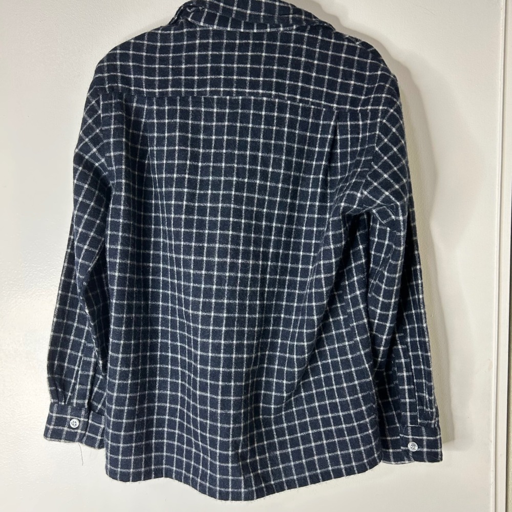 Vtg Sears Kings Road Plaid Shirt M Wool blend dagger collar 70s - Picture 2 of 7